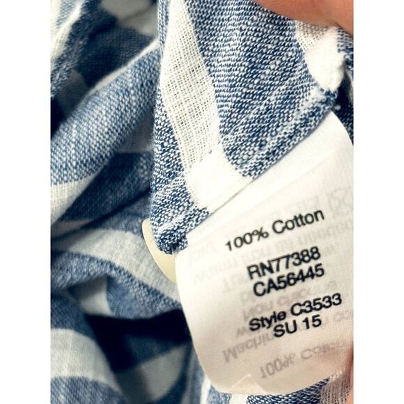 Perfect J. Crew Summer Striped Blue & White Lightweight Cotton Button-Up XS EUC - Picture 2 of 9